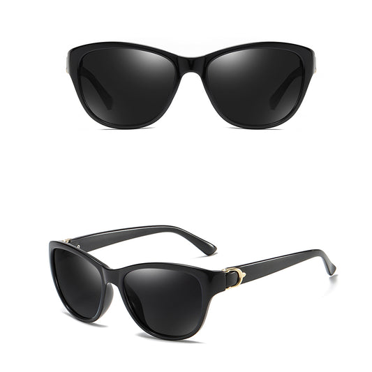 Damskie okulary przeciwsłoneczne Techsuit A572, polaryzacyjne, ochrona UV, czarno-szare