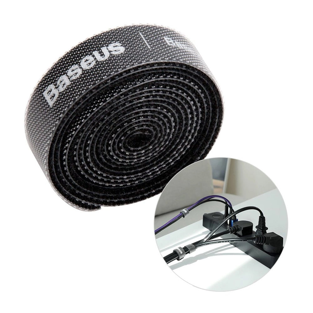 Organizator Kabli Baseus Circle, Velcro, 1m, Czarny ACMGT-E01