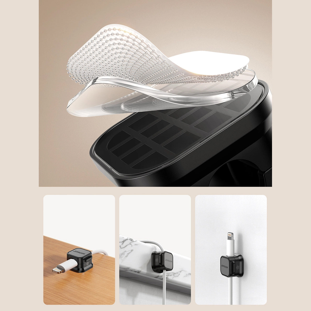 Organizator Kabli Joyroom JR-ZS368, Zestaw 3 Sztuki, Czarny