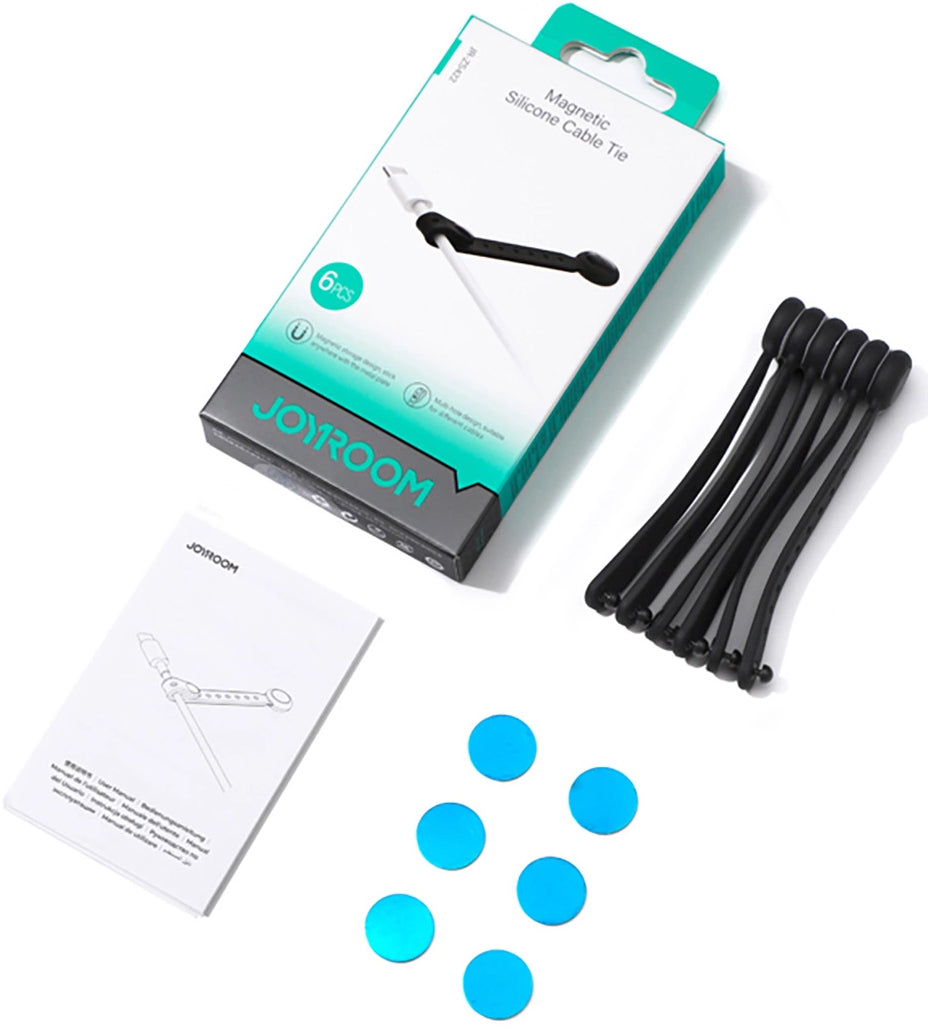 Organizator Kabli Joyroom JR-ZS422, Magnetyczny, Zestaw 6 Sztuk, Czarny
