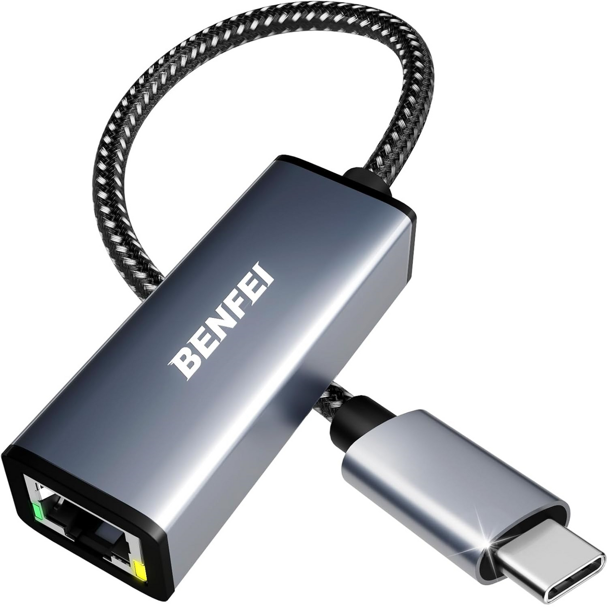 Karta sieciowa Benfei, RJ45, USB-C, szara