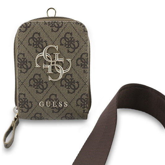 Guess 4G Metal Logo Wallet and Phone Lanyard, Brown
