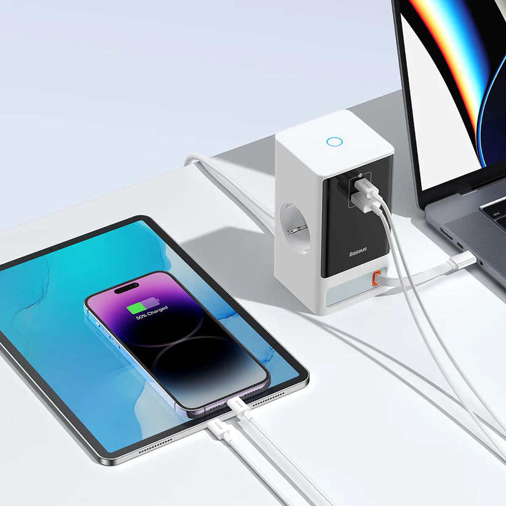 Przedłużacz Baseus PowerCombo, 1 x Schuko, Biały PSLR000602