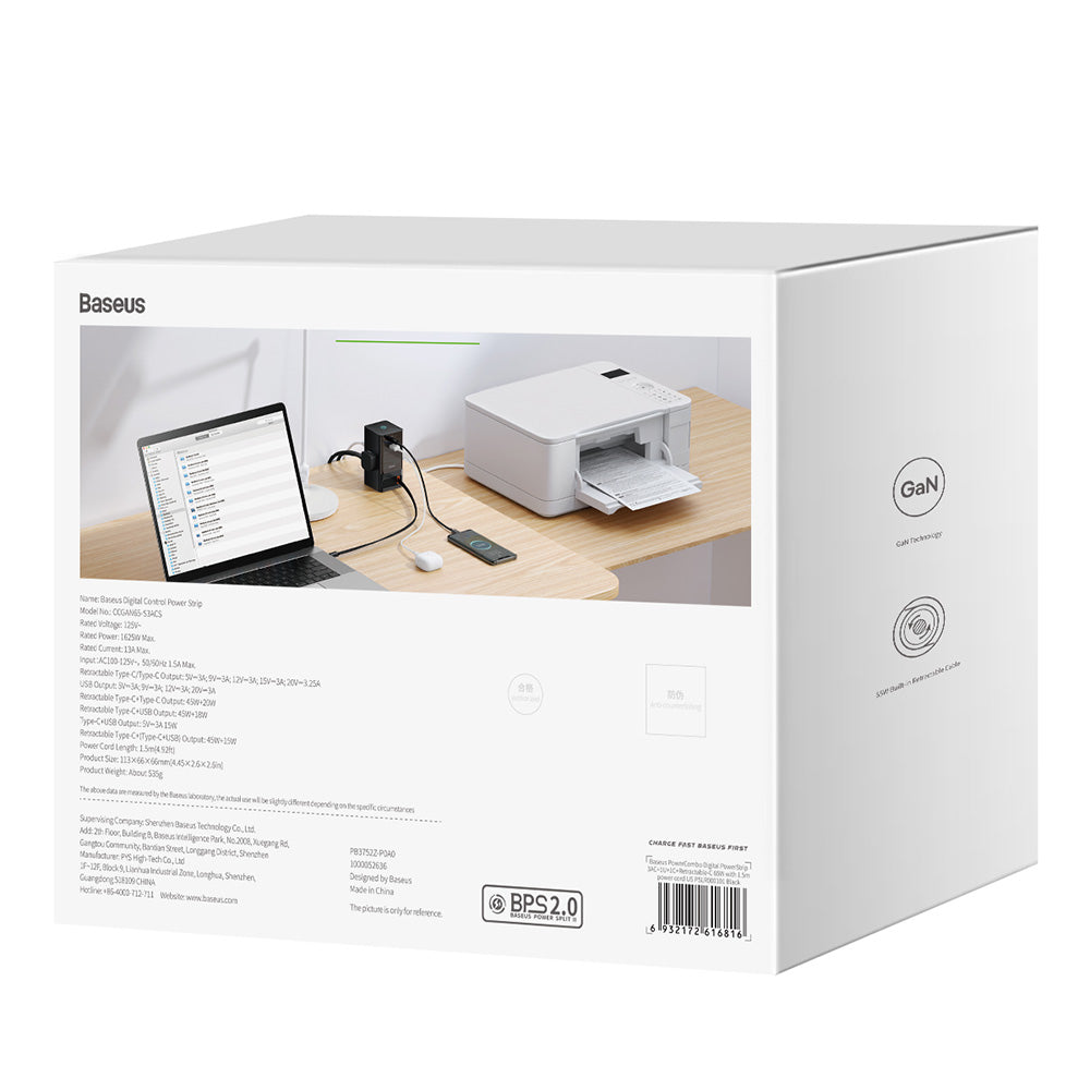 Przedłużacz Baseus PowerCombo US, 3 x Gniazda, Czarny PSLR000101