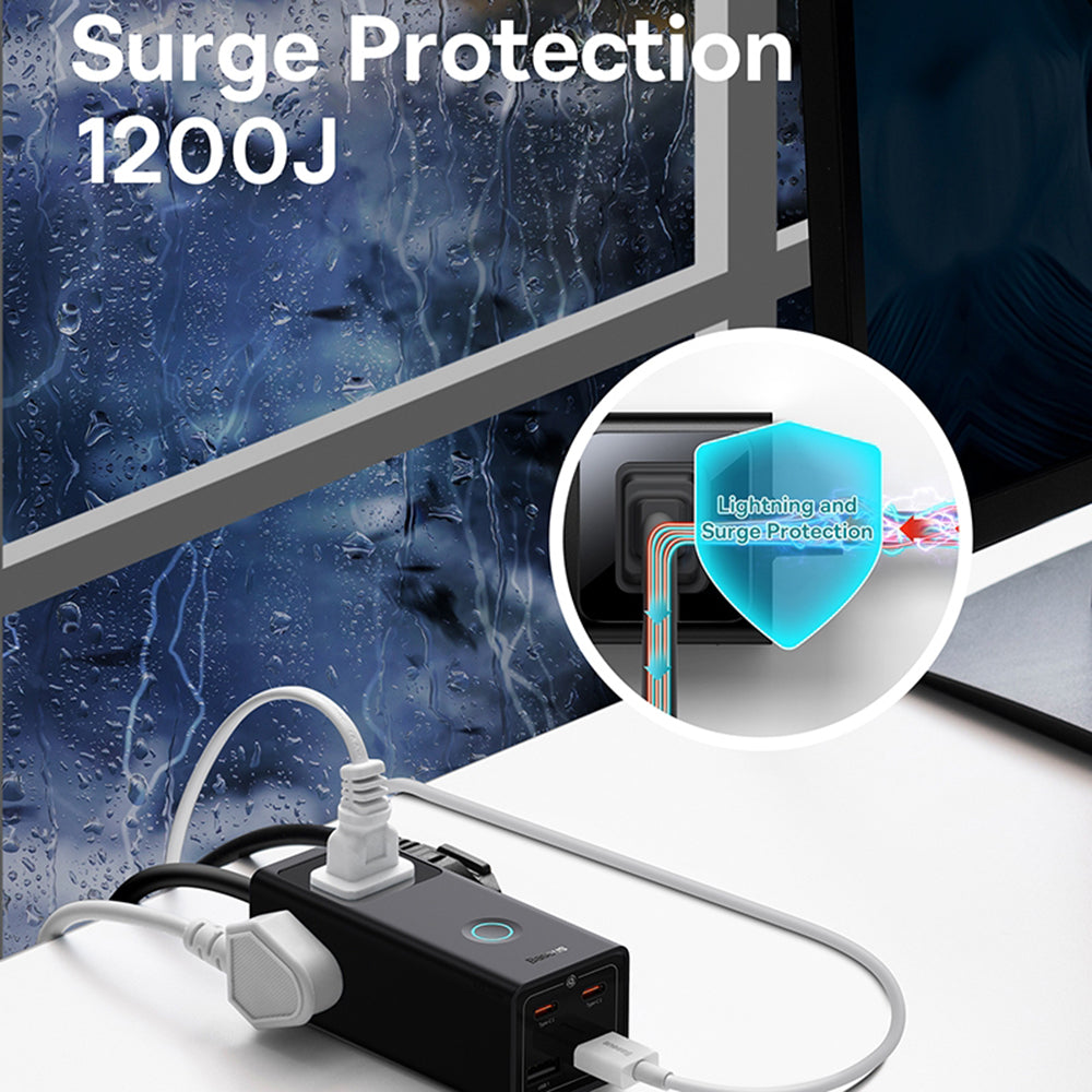 Przedłużacz Baseus PowerCombo US, 3 x Gniazdo, Czarny PSLA020101