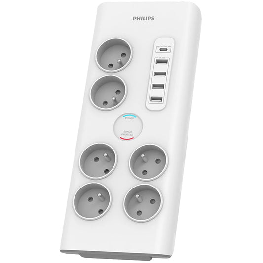 Ładowarka sieciowa Philips, 4 x USB-A - 1 x USB-C - 6 x Schuko, biała PHIL-SPN7060WA/60