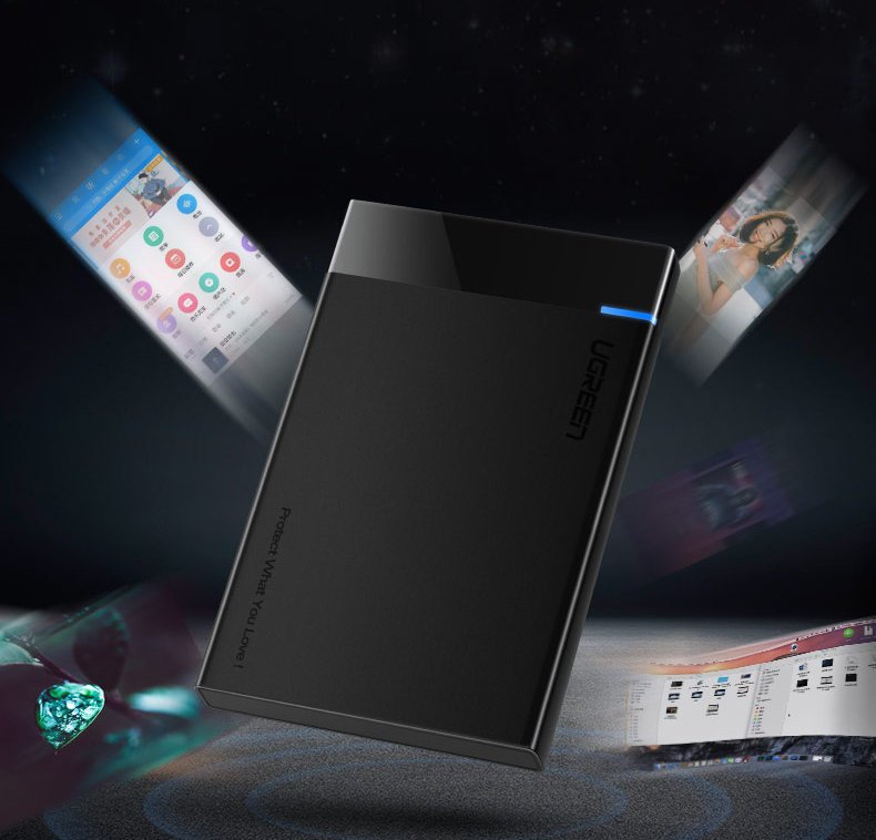 Rack UGREEN US221 dla HDD / SSD SATA 2.5 cala, USB 3.2, Czarny