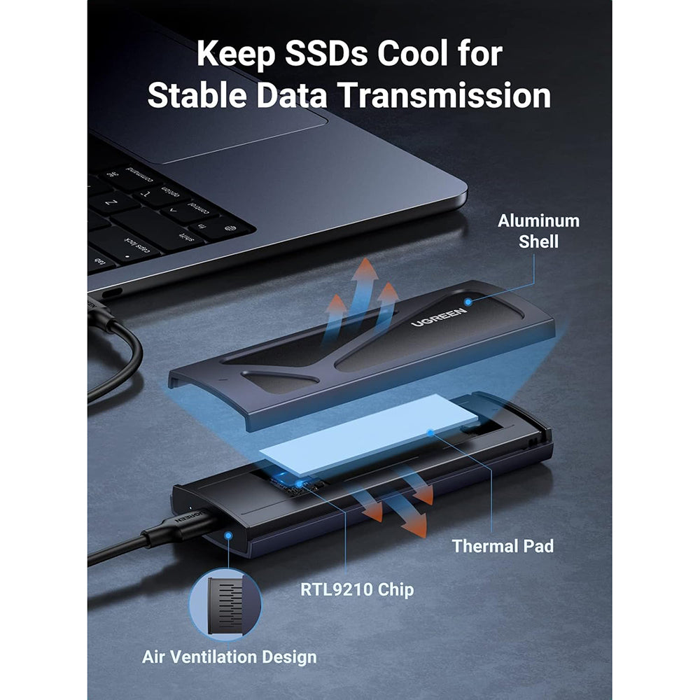 Rack UGREEN CM578 dla SSD M.2 NVMe, Szary