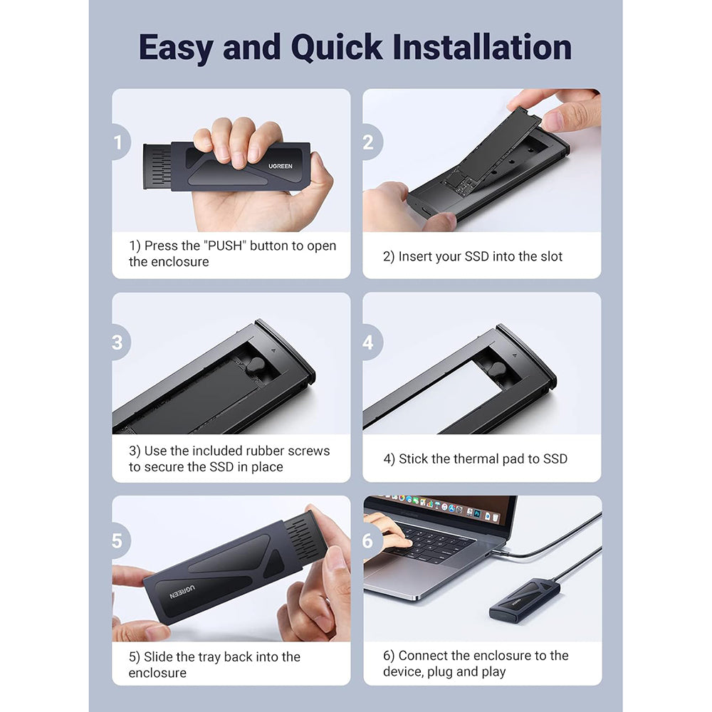 Rack UGREEN CM578 dla SSD M.2 NVMe, Szary