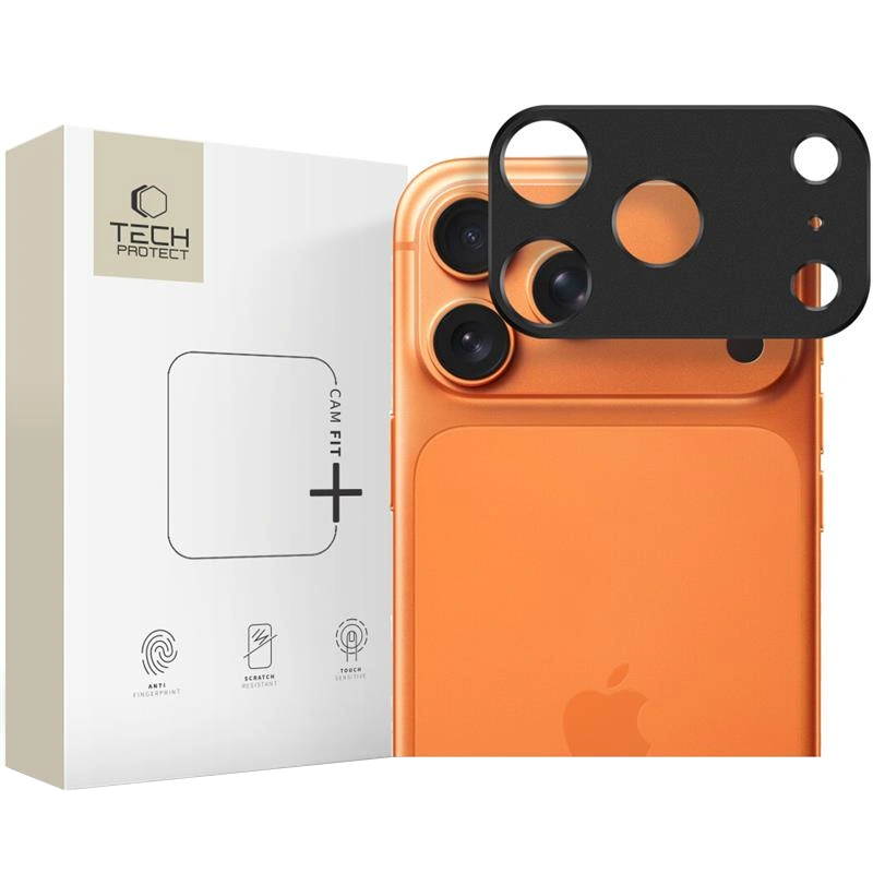 Ramka ochronna do tylnej kamery Tech-Protect Camalloy Fit+ dla Apple iPhone 17 Pro Max, Aluminium, Czarna