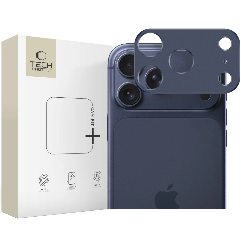 Ramka ochronna do tylnej kamery Tech-Protect Camalloy Fit+ dla Apple iPhone 17 Pro Max, Aluminium, Granatowa