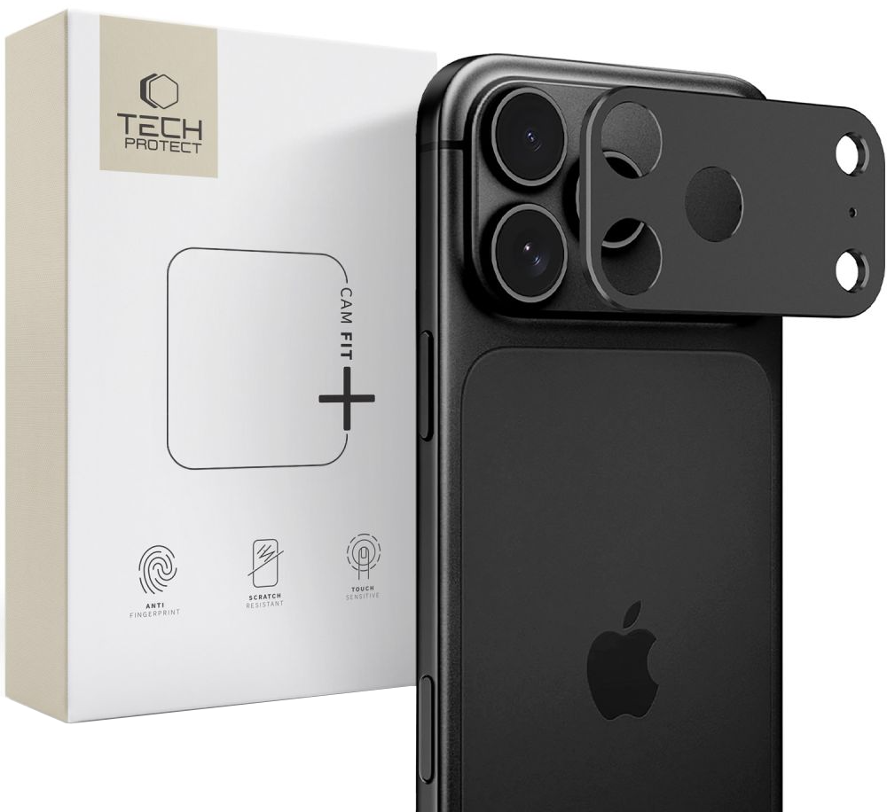 Ramka ochronna na tylną kamerę Tech-Protect Camalloy Fit+ do Apple iPhone 18 Pro Max, aluminium, czarna