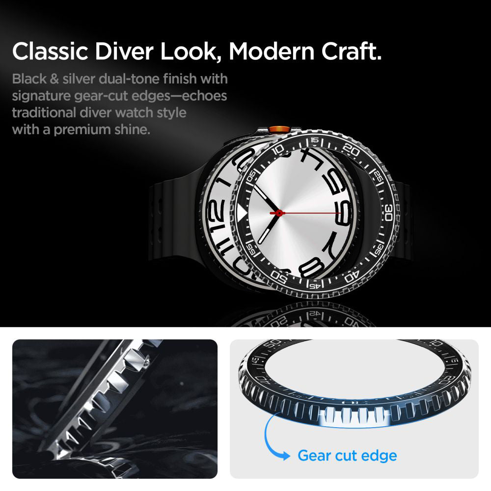 Spigen Tune Pro Diver Protection Frame for Samsung Galaxy Watch8 Classic, Black