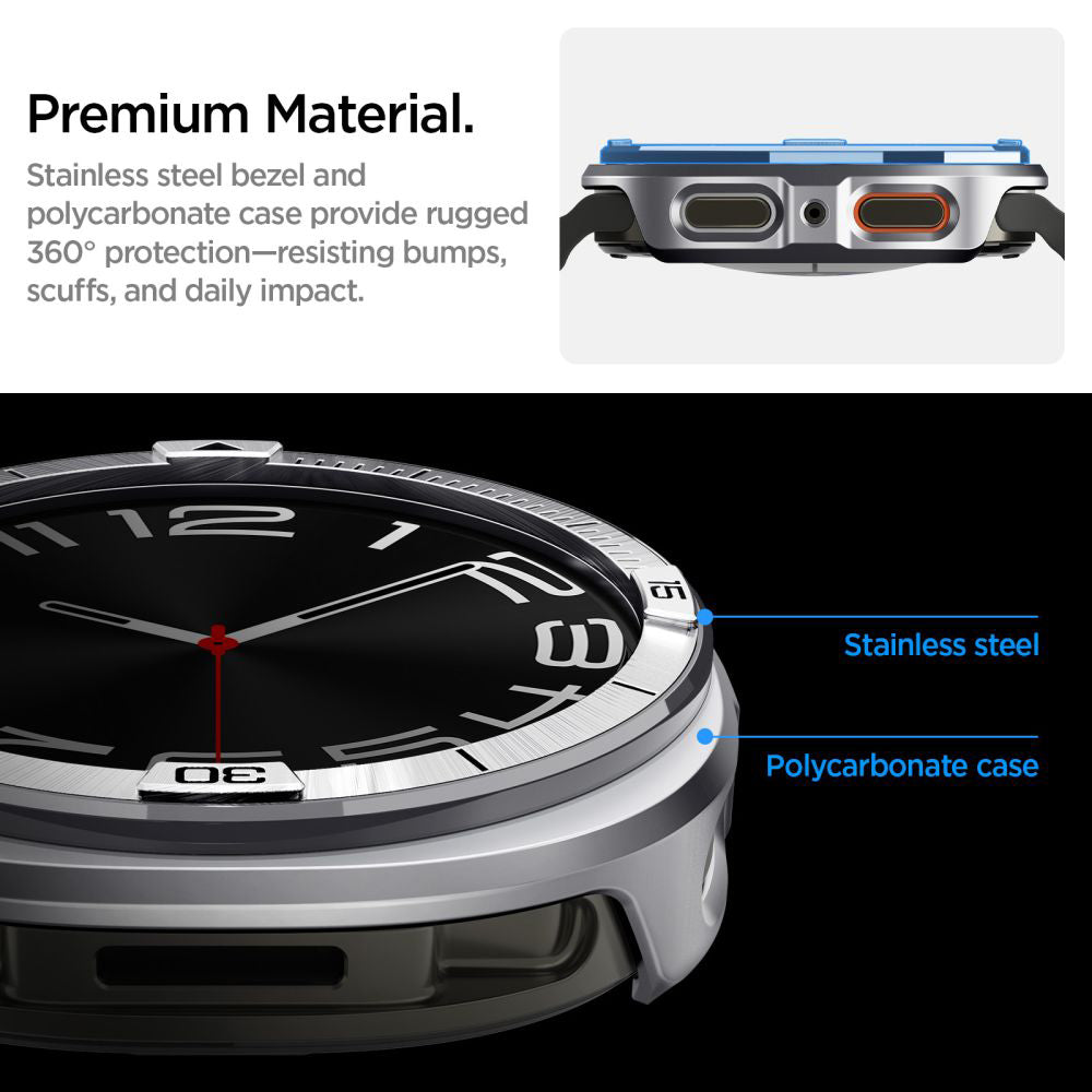 Ramka Ochronna Spigen Tune Pro Pilot dla Samsung Galaxy Watch8 44mm, Srebrna