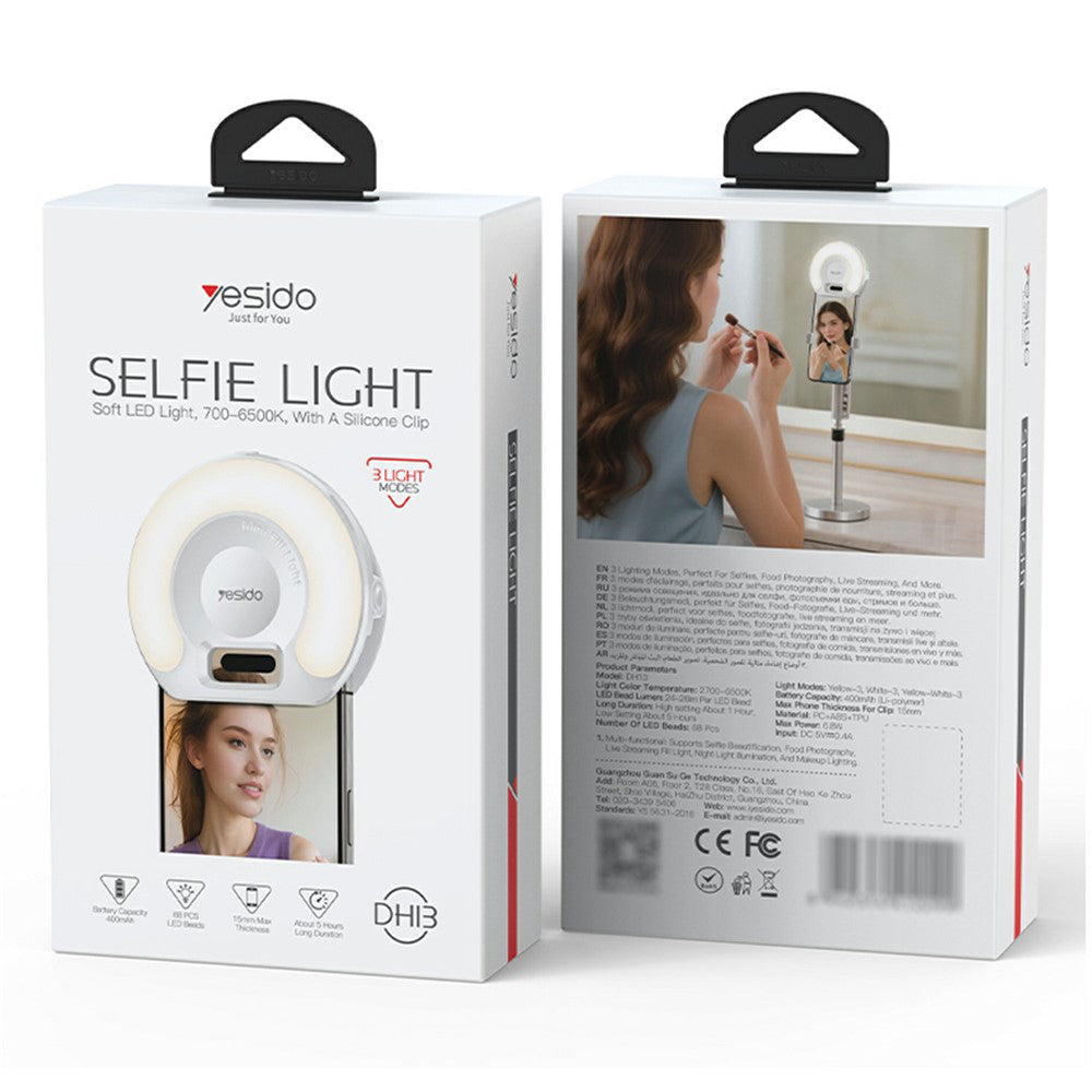 Selfie Light Yesido DH13, Uniwersalne, Białe