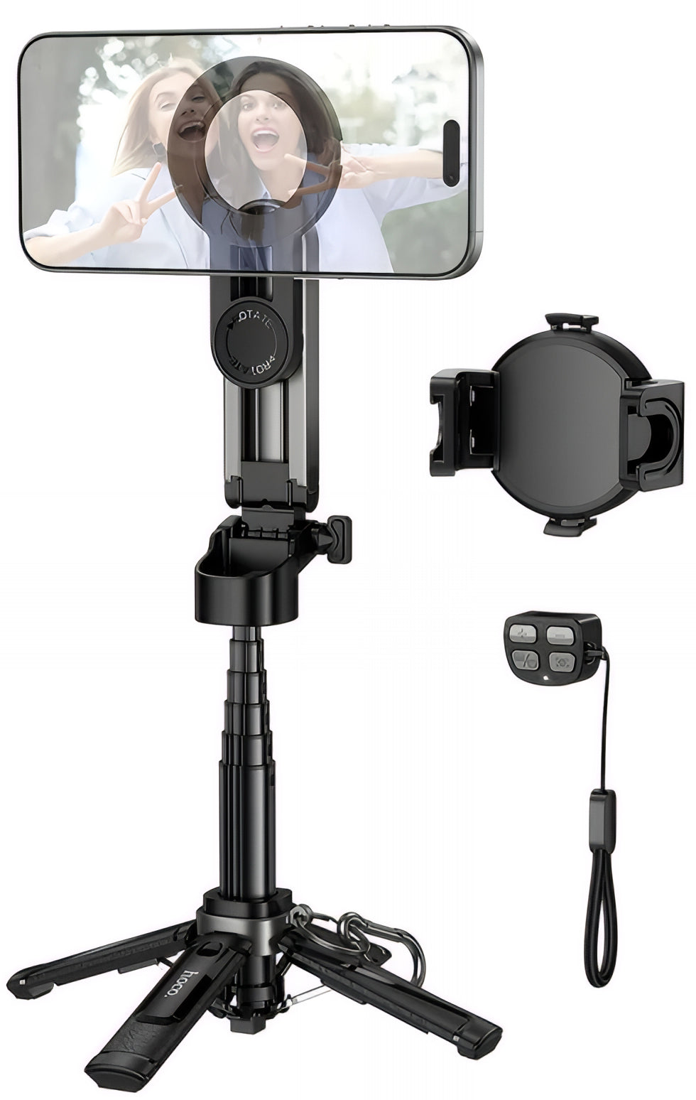 Selfie Stick Bluetooth HOCO K27 Pro, Uniwersalny, Czarny