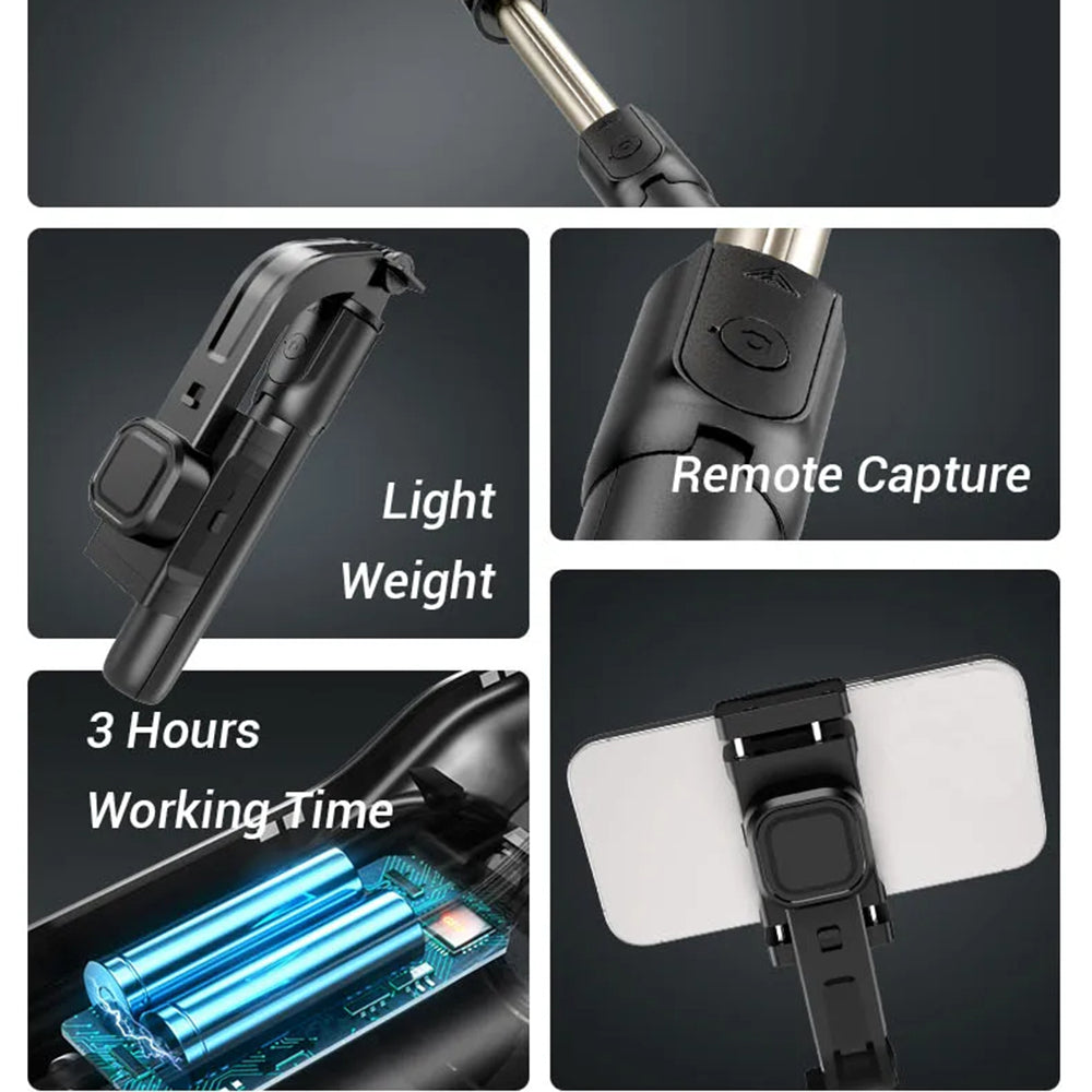 Selfie Stick Bluetooth Techsuit C06, Uniwersalny, Czarny