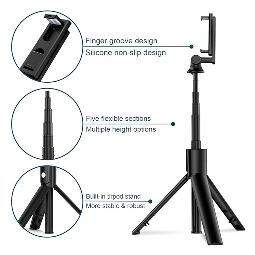 Selfie Stick Bluetooth Techsuit K22, Uniwersalny, Czarny