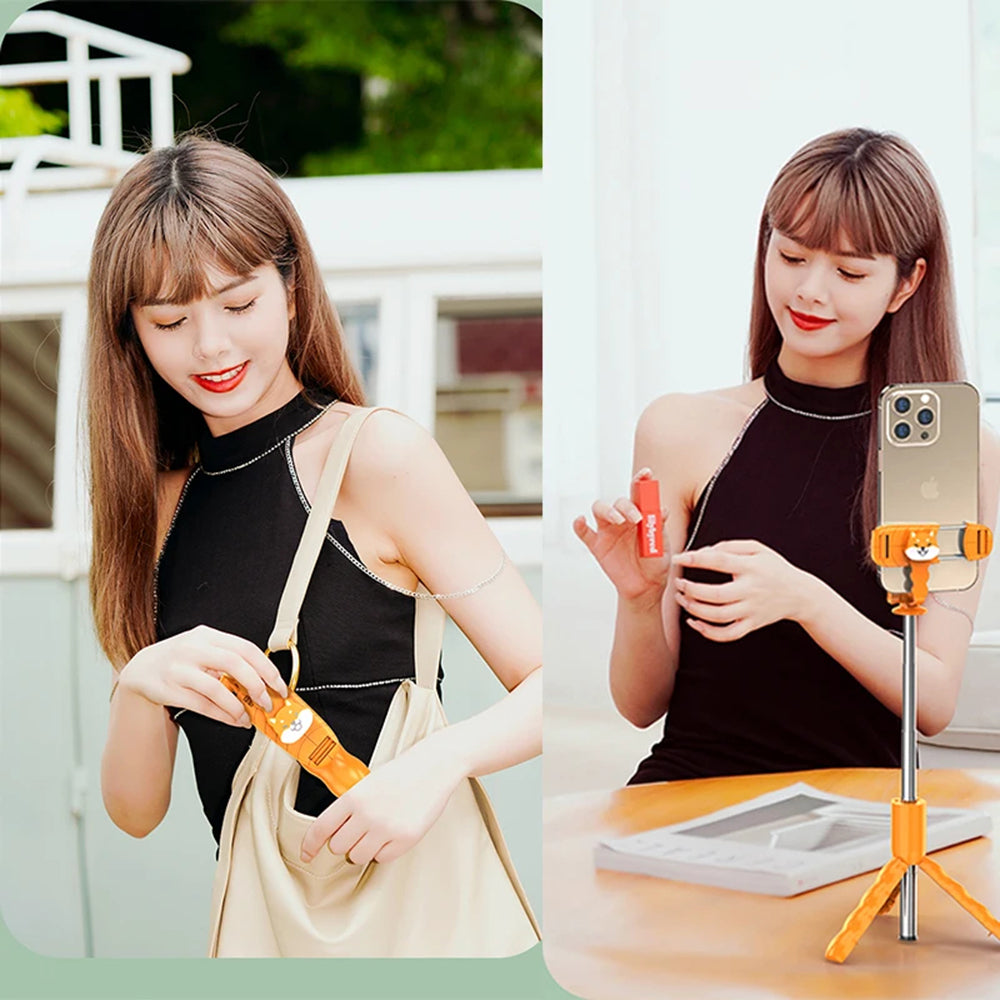 Selfie Stick Bluetooth Techsuit KT01, Universal, Orange