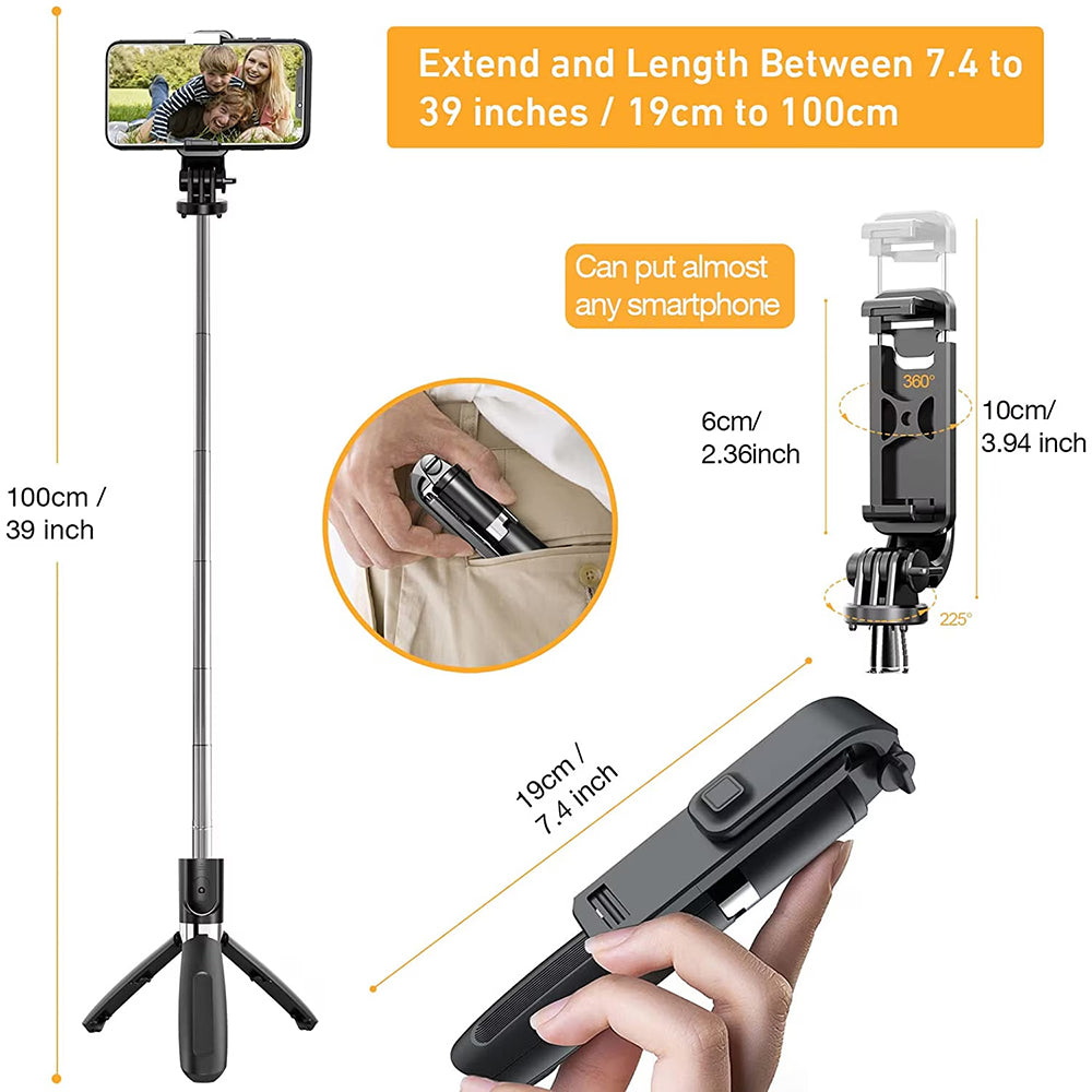Selfie Stick Bluetooth Techsuit L02, Uniwersalny, Czarny