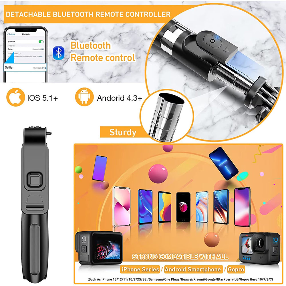 Selfie Stick Bluetooth Techsuit L02, Uniwersalny, Czarny