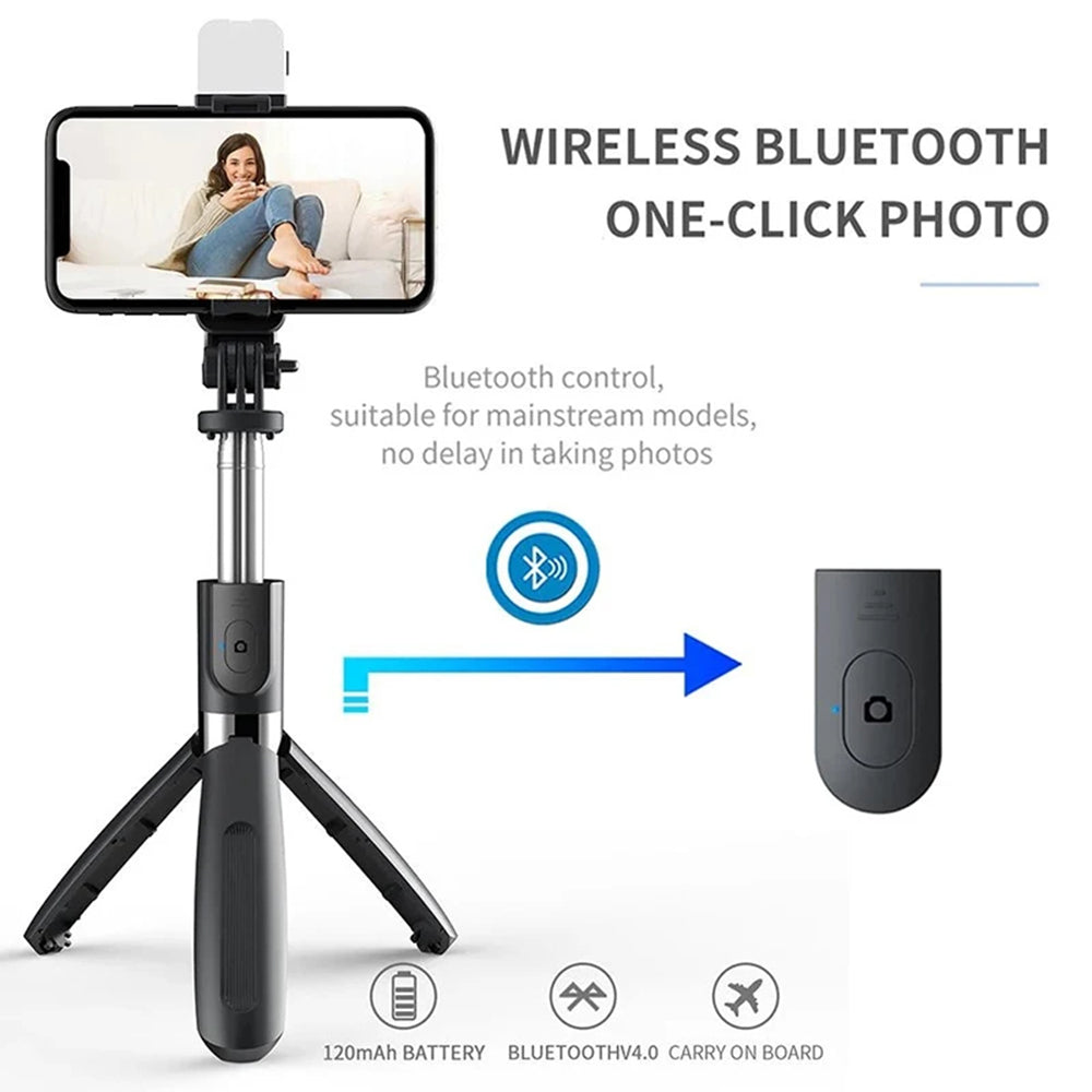 Selfie Stick Bluetooth Techsuit L02s, Uniwersalny, Czarny