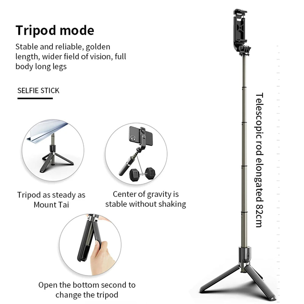 Selfie Stick Bluetooth Techsuit L03, Uniwersalny, Czarny