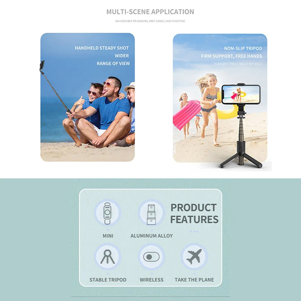 Selfie Stick Bluetooth Techsuit L10, Uniwersalny, Czarny