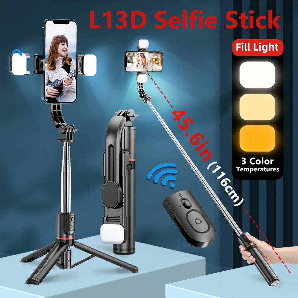 Selfie Stick Bluetooth Techsuit L13d, Uniwersalny, Czarny
