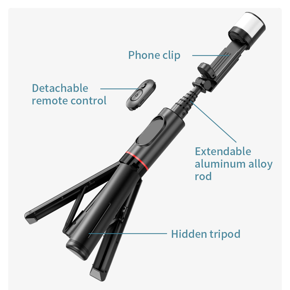 Selfie Stick Bluetooth Techsuit Q12S, Uniwersalny, Czarny