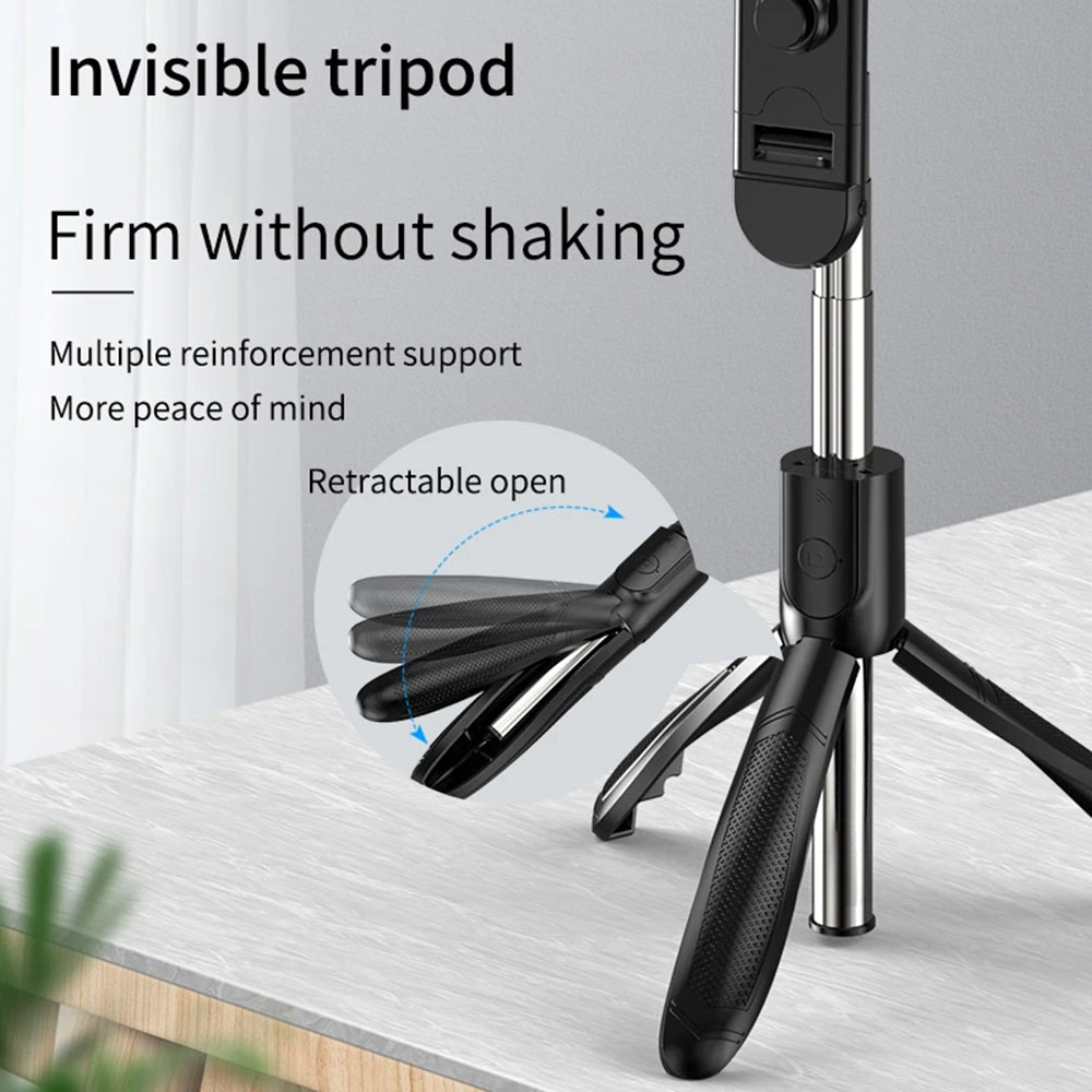 Selfie Stick Bluetooth Techsuit S01-S, Uniwersalny, Czarny