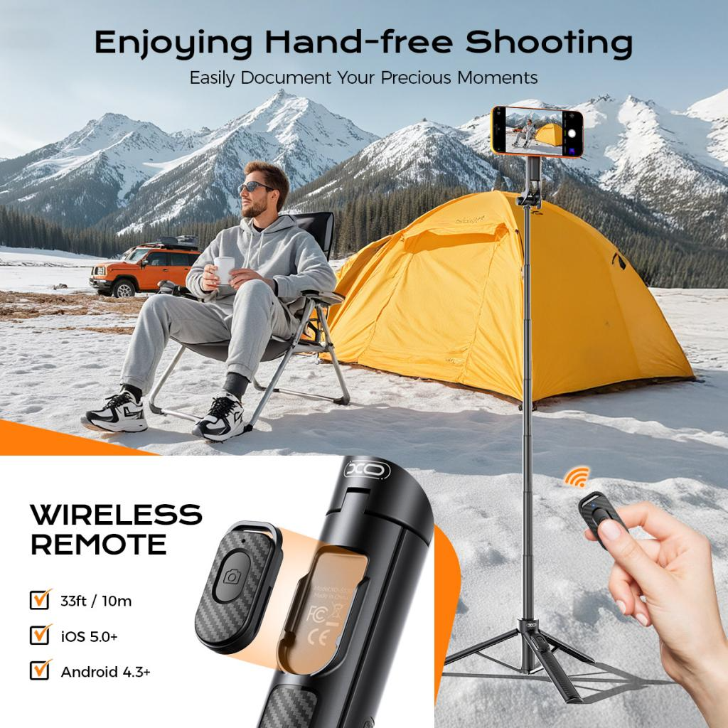 Selfie Stick Bluetooth XO Design SS30, Uniwersalny, Czarny