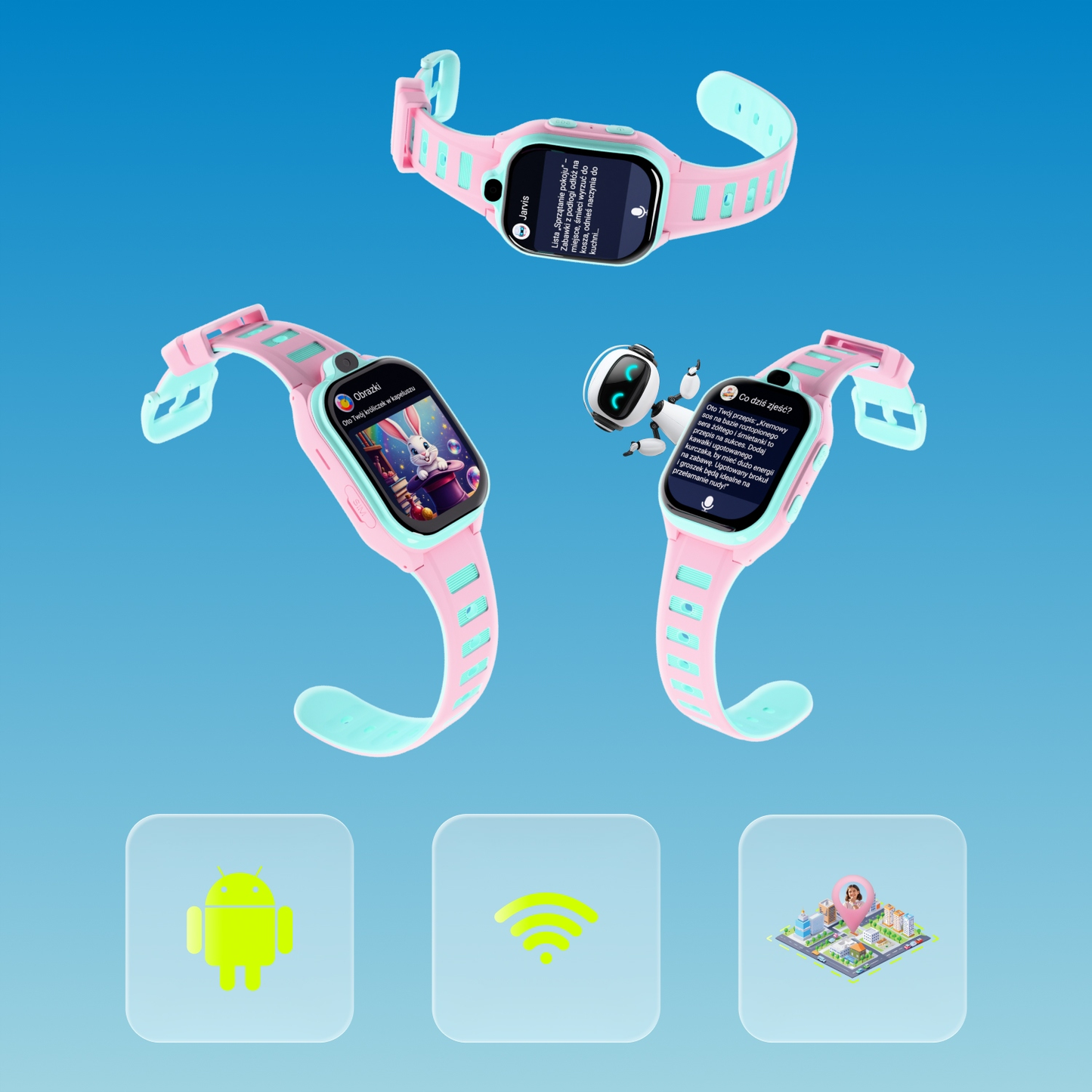 Smartwatch Forever Kids Boost KW-530 Call, Różowy