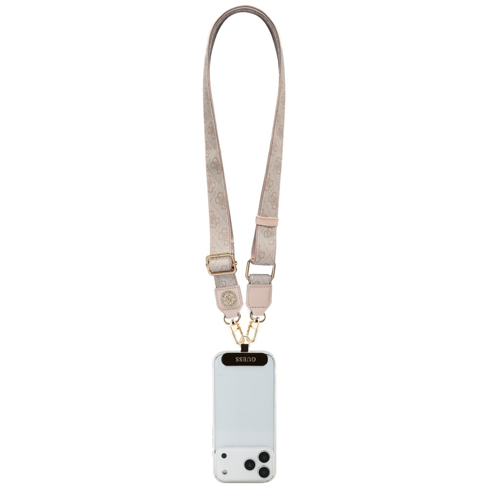 Sznurek do Telefonu Guess 4G Strass Metal Logo, Różowy