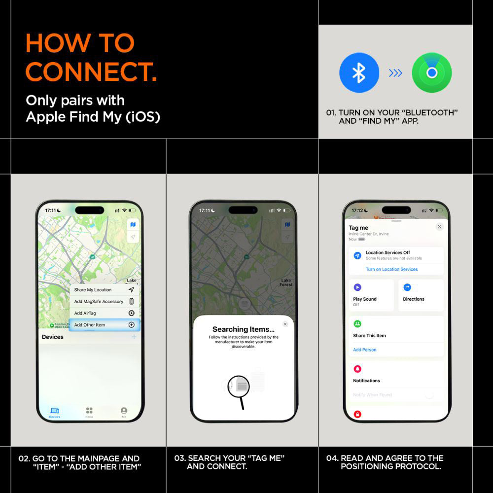 Spigen SmartTag TagMe dla serii iOS, Czarny