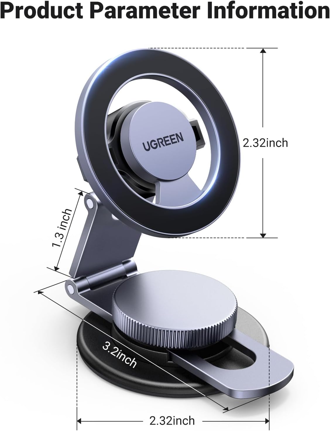 Uniwersalny Magnetyczny Uchwyt Samochodowy UGREEN LP865, Czarny