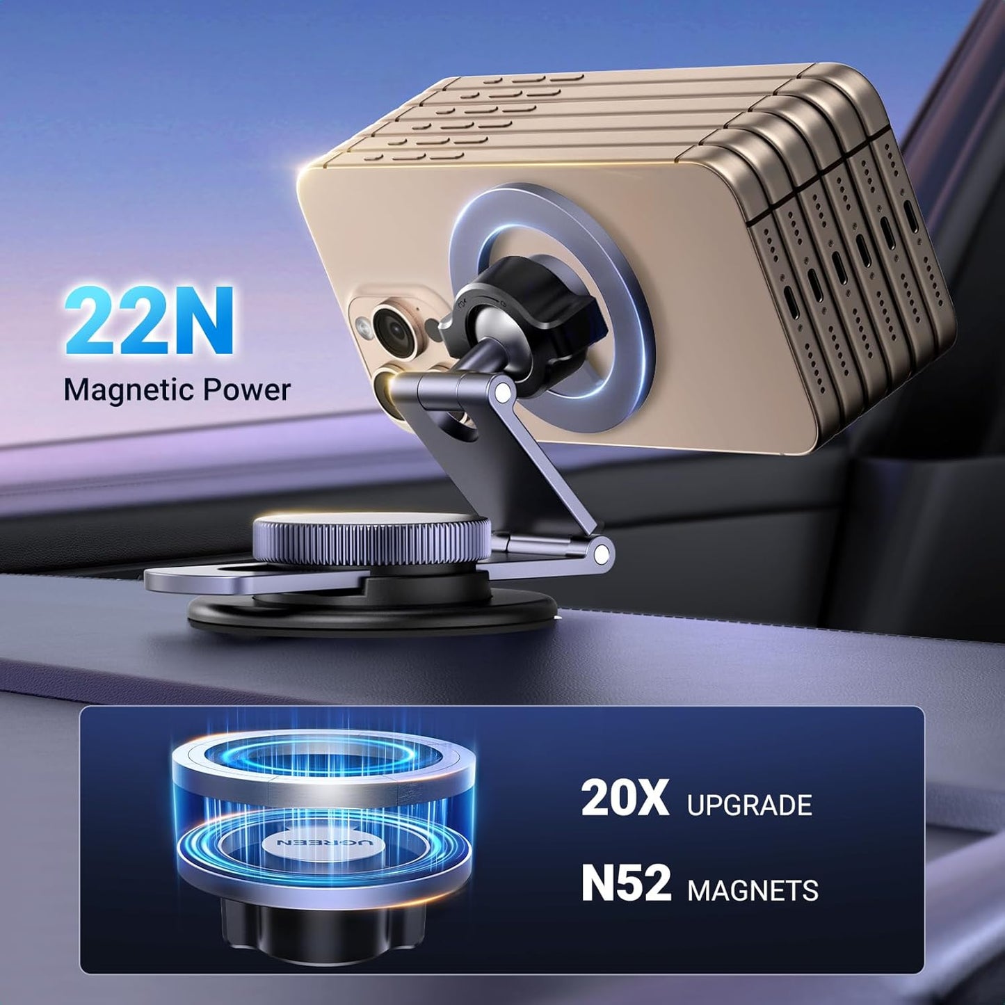 Uniwersalny Magnetyczny Uchwyt Samochodowy UGREEN LP865, Czarny