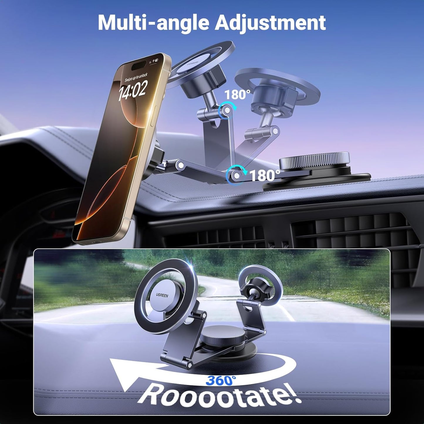 Uniwersalny Magnetyczny Uchwyt Samochodowy UGREEN LP865, Czarny