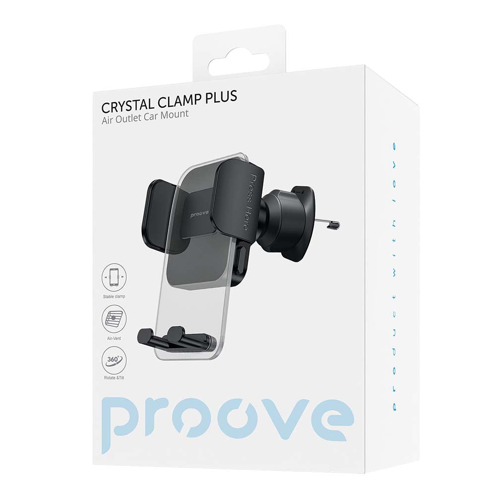 Uchwyt samochodowy Proove Crystal Clamp Plus Vent, 4.7 cala - 6.9 cala, Czarny CHCCP0000001