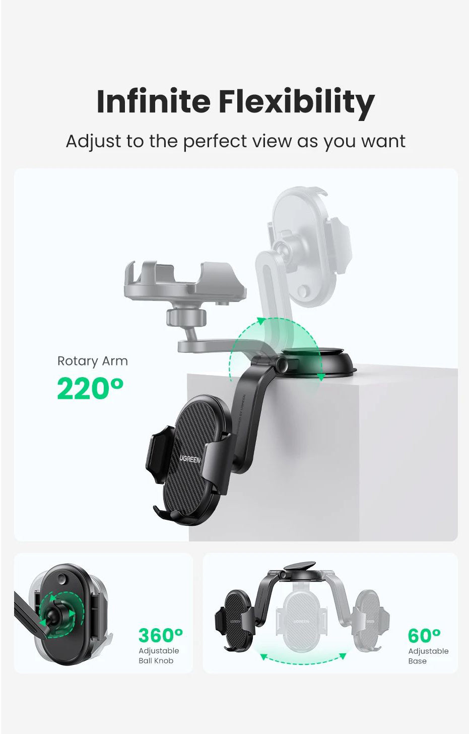 Uchwyt samochodowy UGREEN LP405, Uniwersalny, Czarny