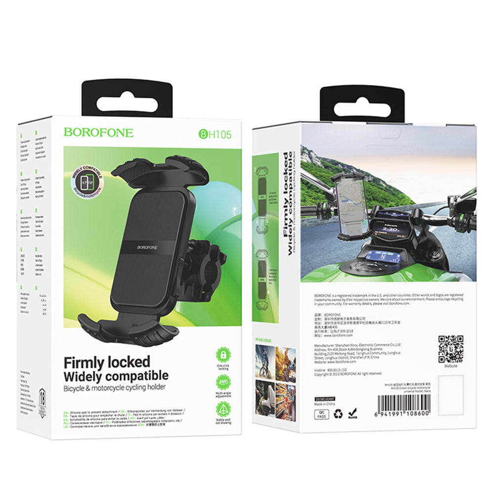 Uchwyt Rowerowy Motocyklowy Borofone BH105 Basalt, 4.7 cala - 7 cali, Czarny