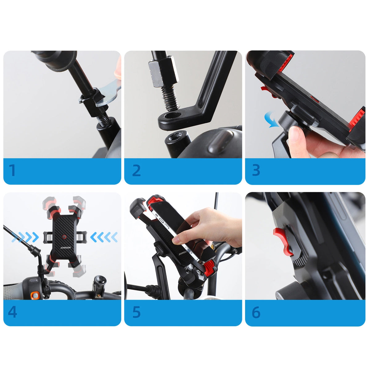 Uchwyt Rowerowy Motocyklowy Joyroom JR-ZS288-m, 4.7 cala - 7 cali, Czarny