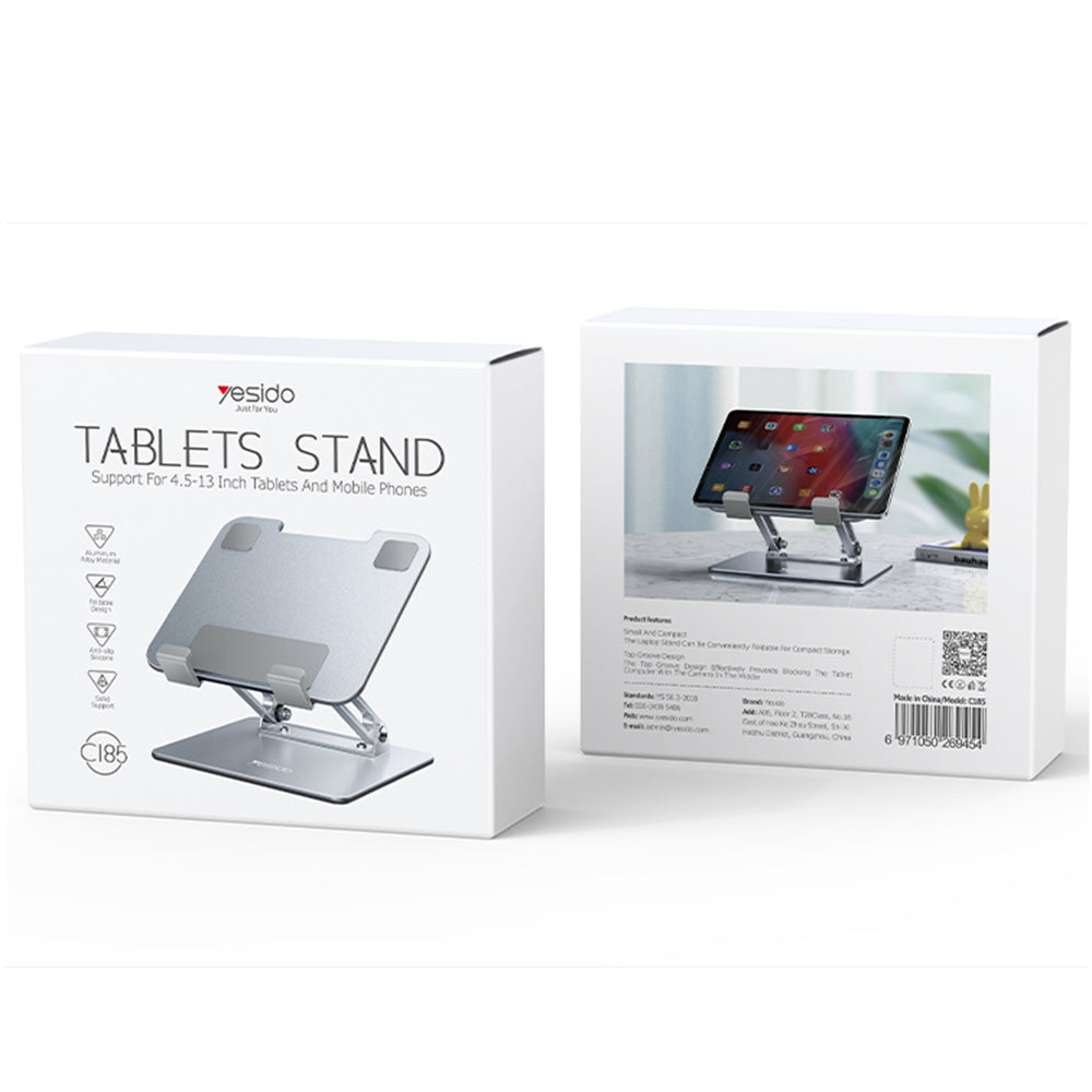 Stojak biurkowy Yesido C185 na telefon / tablet, 4,5 cala - 13 cali, srebrny