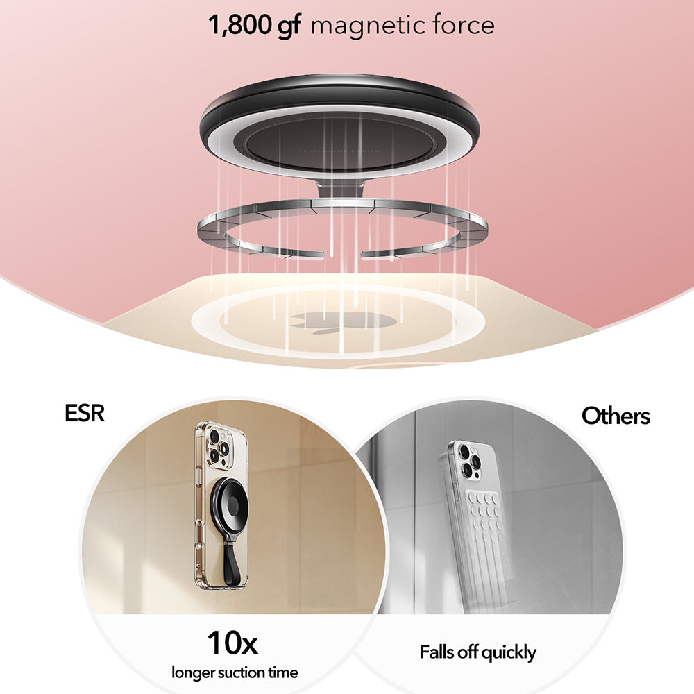 Uchwyt na pierścień ESR HaloLock Leather, Uniwersalny, Czarny