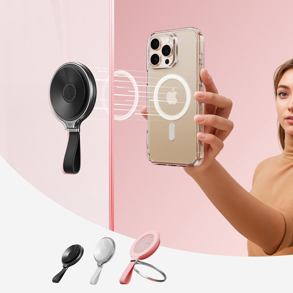 Uchwyt na pierścień ESR HaloLock Leather, Uniwersalny, Czarny