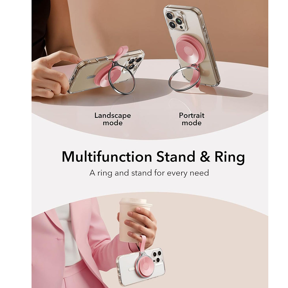 Uchwyt Pierścieniowy ESR HaloLock Leather, Uniwersalny, Różowy