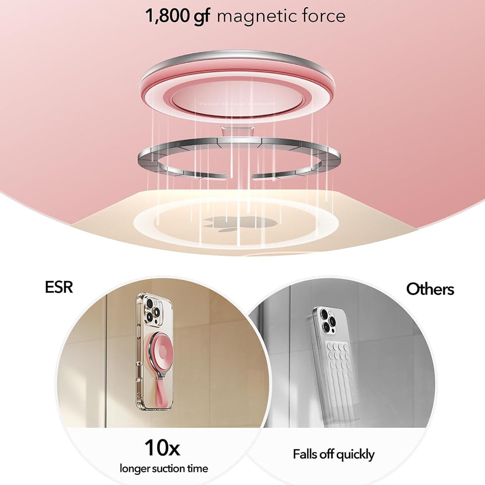 Uchwyt Pierścieniowy ESR HaloLock Leather, Uniwersalny, Różowy