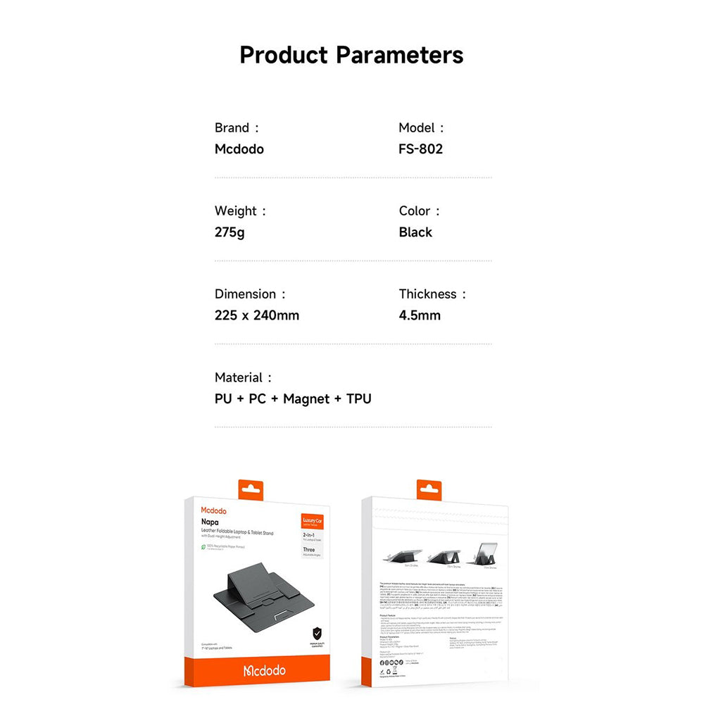 Podstawka McDodo FS-8020 Napa na laptop 11 cali - 16 cali, Czarna