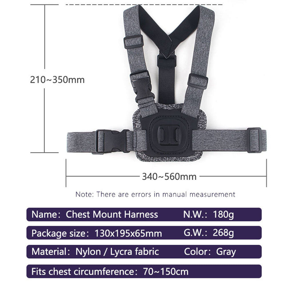 Uchwyt na klatkę piersiową do kamery sportowej Techsuit JX-002 dla serii GoPro, Szary