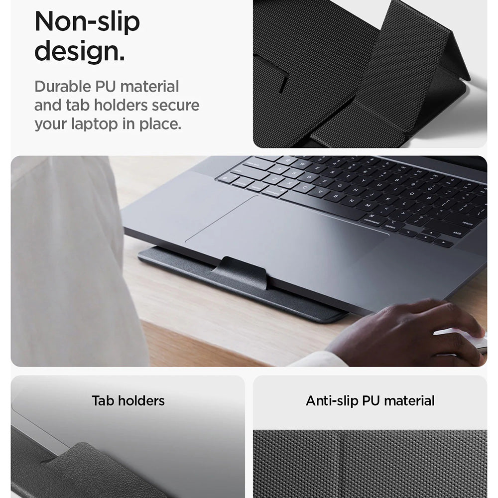 Podstawka Spigen Slim Fold LD201-S8 do laptopa max. 16 cali, Czarna AMP11117